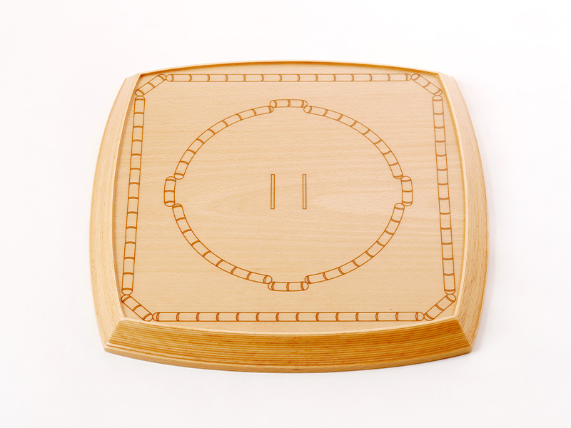 青森県のブナで作った特製「土俵」型お盆